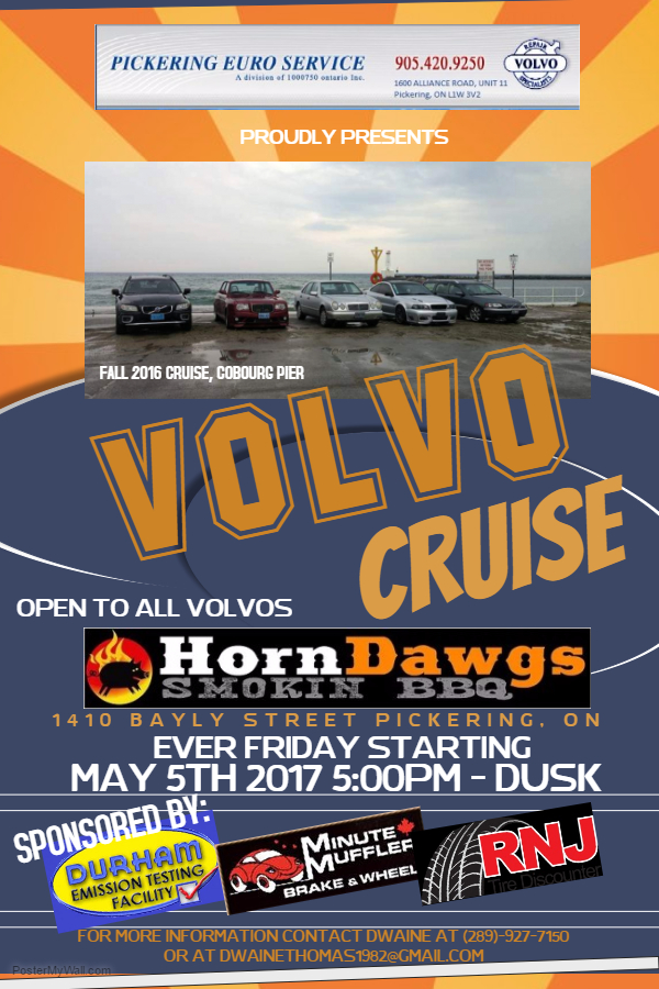 Volvo cruise staring May 5, Fridays 2017